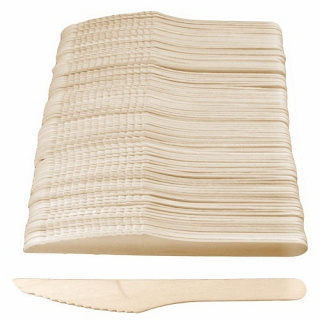 Einweg-Holzmesser 100 Stück 16cm Eco