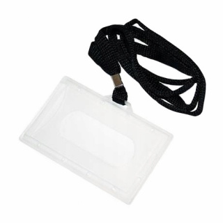 Hülle für Plastikkarten, Visitenkarten, Namensschilder an einer Schnur 9x6cm