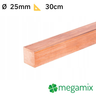 Kupfer Vierkantstab 25x25mm 30cm