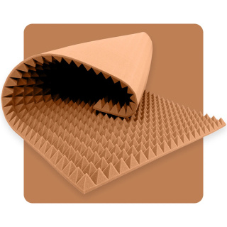 Akustikpaneelschaum Pyramide 200×100 cm 5 cm braun