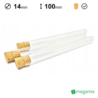 Glas-Reagenzgläser mit Korken, 100 mm lang, Durchmesser 14 mm, 10 Stück
