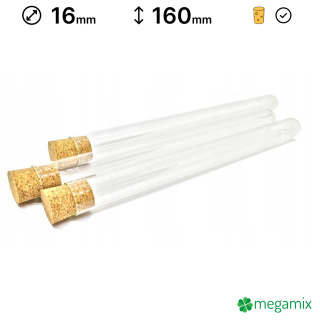 Glas-Reagenzgläser mit Korken, 160 mm lang, Durchmesser 16 mm, 10 Stück