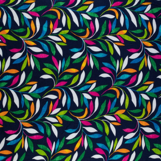 Viskose-Strickstoff marineblau Zweigmuster 0,5m