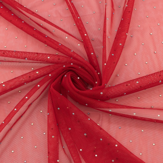 Roter Tüllstoff mit Steinchen 0,5m