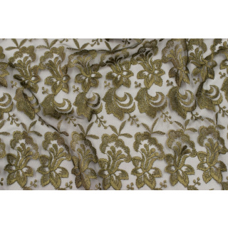 Stoff Spitze Gipiura Khaki auf Rolle 0,5m