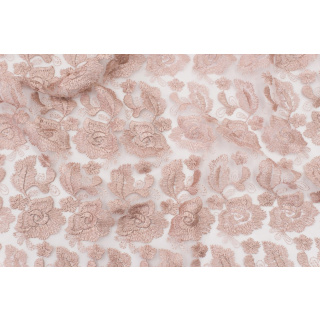 Stoff Spitze Guipure schmutzig rosa auf Tüll 0,5m