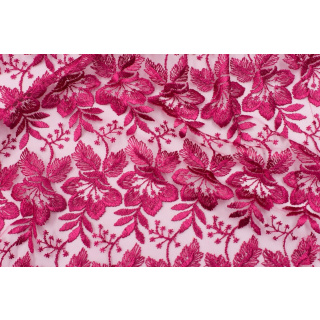 Stoff Spitze Guipure rosa auf Tüll 0,5m