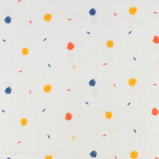 Stoff Musselin 100% Baumwolle ecru Flecken Muster 0,5m