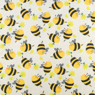 Sweatstoff ecru glatte Strickware Bienenmuster 0,5m