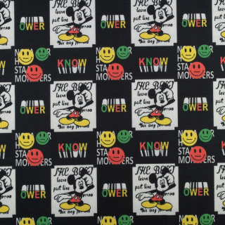 Schwarzer Sweatstoff Strickware Mickey Mouse Muster 0,5m