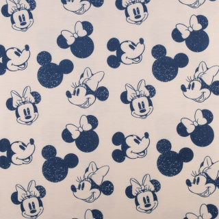 Beiger Sweatstoff Strickware Mickey Mouse Muster 0,5m