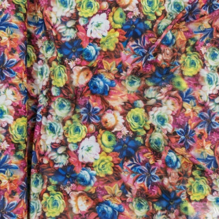 Elastisches Netzgewebe Blumen 3D Muster 0,5m