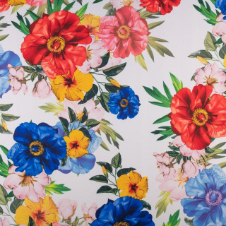 Stoff Jersey ITY weiß glatter Strickstoff Blumen 0,5m