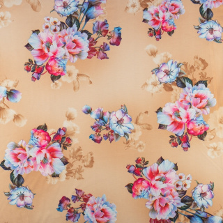 Stoff Jersey ITY beige glatte Strickware Blumen 0,5m