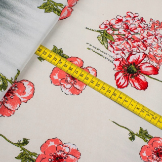 Stoff Jersey ITY grau glatt Blumen Strickware 0,5m