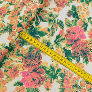 Stoff Jersey ITY creme Blumen Strickware 0,5m