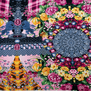 Stoff Jersey ITY rosa Blumen Strickware 0,5m