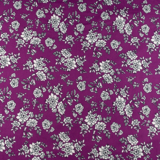 Stoff ITY lila glatt Blumen Strickware 0,5m