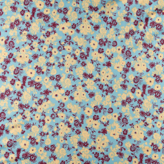 Stoff ITY türkis glatt Blumen Strickware 0,5m