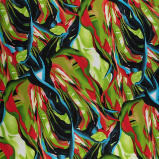 Stoff Jersey ITY grün abstraktes Muster Strickware 0,5m