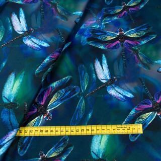 Stoff Jersey ITY blau glatt Libellen Strickware 0,5m