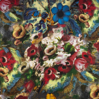 Stoff Jersey ITY glatt bemalte Blumen Strickware 0,5m