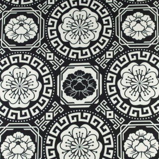 Stoff Jersey ITY schwarz griechische Mandala Strickware 0,5m