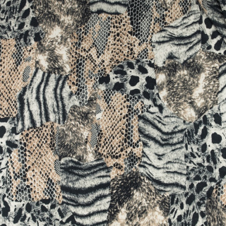 Stoff ITY grau glatt Tiermuster Strickware 0,5m