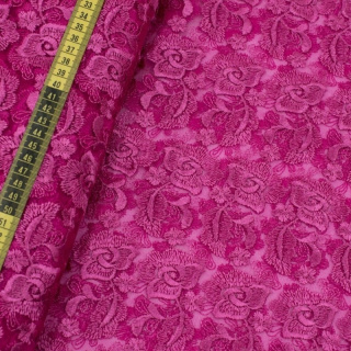 Stoff Spitze Guipure rosa auf Tüll 0,5m