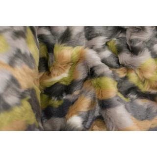 Stoff Kunstpelz grau Muster Flecken 0,5m