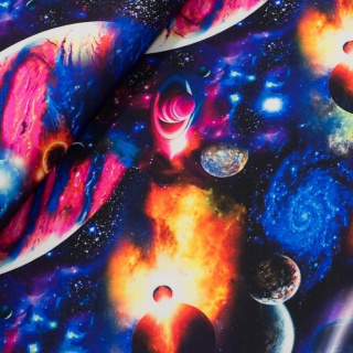 Stoff Zara Rollkragen Weltraum Muster Strickware 0,5m