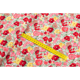 Stoff Krepp rosa rot Blumen 0,5m