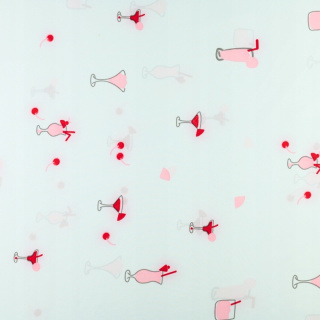 Stoff Silki grau-blau Cocktailmuster 0,5m