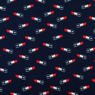 Stoff Silki Marineblau Lippenstift Muster 0,5m