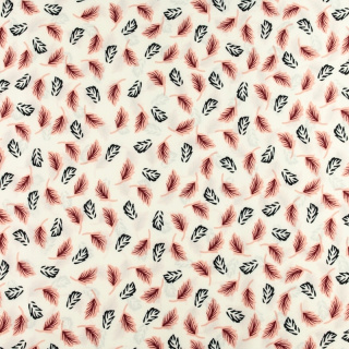 Stoff Silki ecru kleines Blatt Muster 0,5m