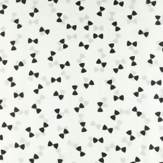 Stoff Silki weiß schwarzer Fliegen Muster 0,5m