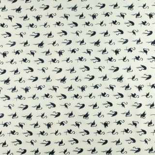 Stoff Silki ecru schwarze Flamingos Muster 0,5m