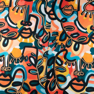 Stoff Viskose Twill glatt Pablo Picasso Muster 0,5m