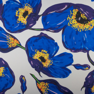 Seidenchiffon Stoff weiß glatt Blumenmuster 0,5m