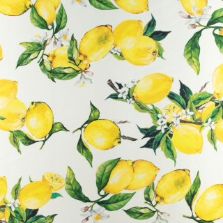 Seidenchiffon Stoff gelb glatt Zitronenmuster 0,5m