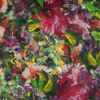 Stoff Chiffon glatt bunt Blumenmuster 0,5m