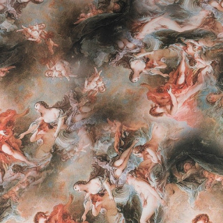 Seidenchiffon Stoff braun glatt Freskenmuster 0,5m