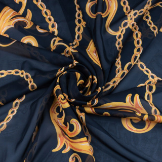 Stoff Chiffon schwarz glatt italienisches Muster 0,5m