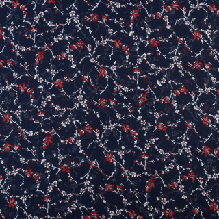 Stoff Chiffon Marineblau glatt Blumenmuster 0,5m