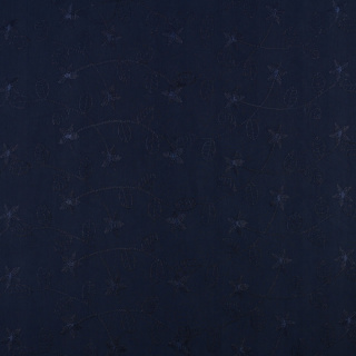 Chiffonstoff bestickt marineblau glatt Blumen 0,5m