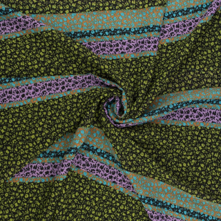 Stoff Chiffon grün glatt Blumenmuster 0,5m