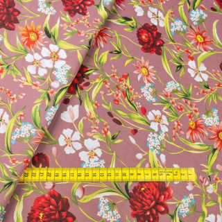 Stoff Chiffon schmutzig rosa glatt Blumenmuster 0,5m