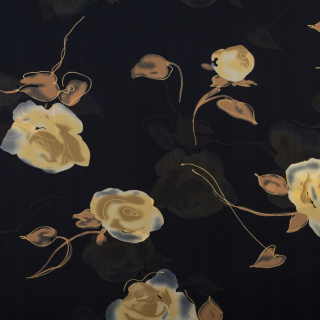 Stoff Chiffon Marineblau glatt Blumenmuster 0,5m