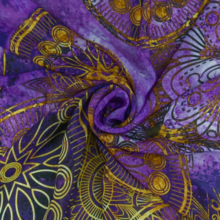 Stoff Chiffon lila glatt orientalisches Muster 0,5m