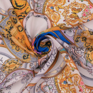 Stoff Chiffon rosa blau glatt italienisch Muster 0,5m